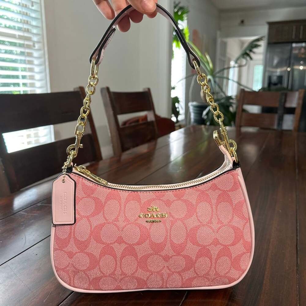 Inspired Coach Teri Shoulder Bag in Signature Canvas Pink